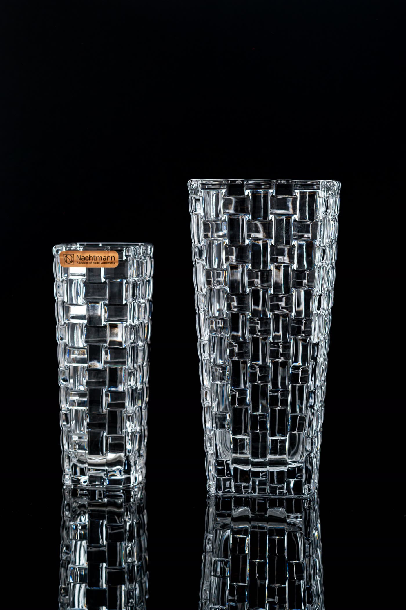 Premium cut-glass product composition with precise highlights.