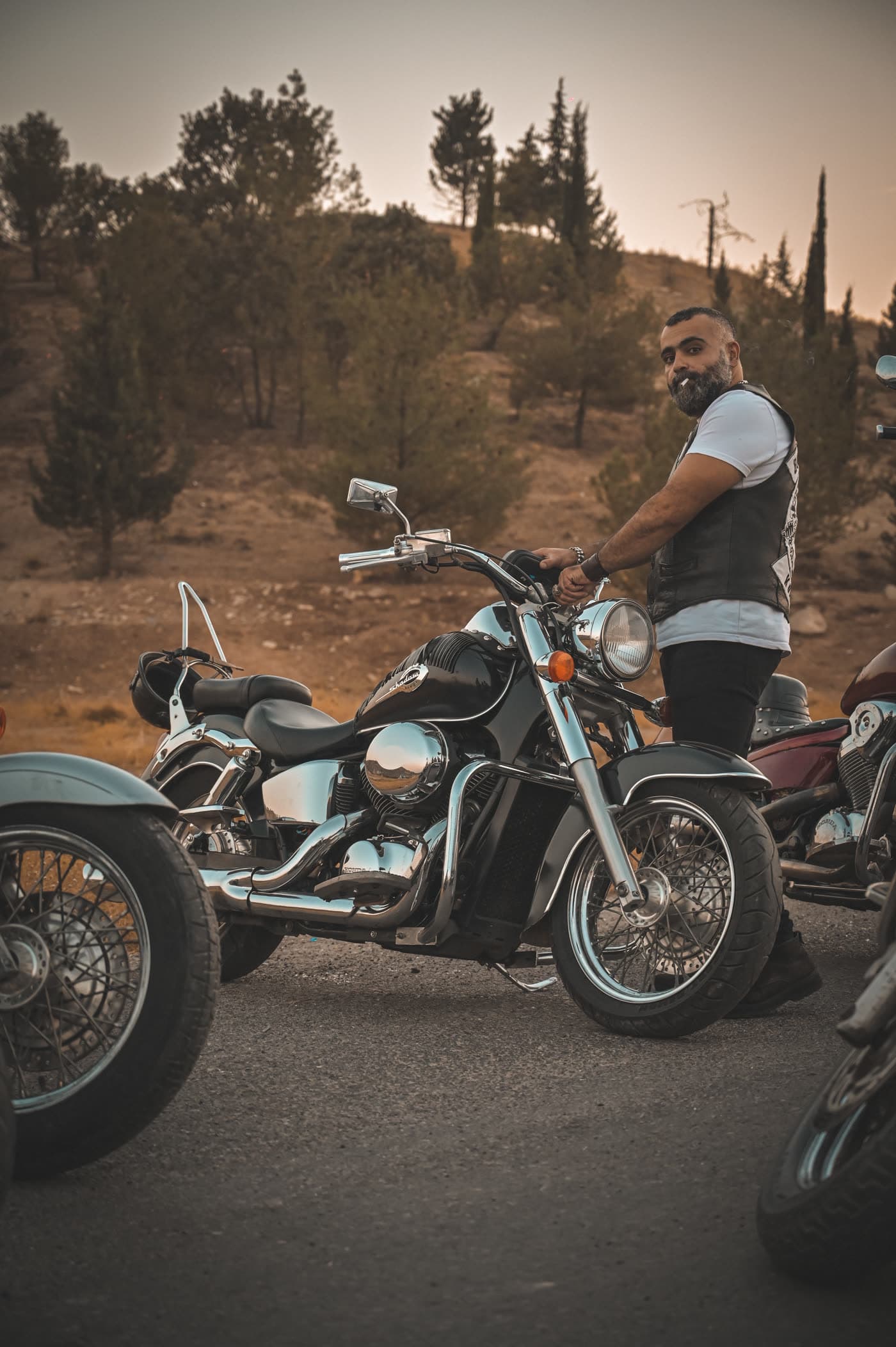 Vertical motorcycle portrait with controlled framing and atmosphere.